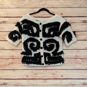 Anthropologie Black and White Cardigan Sweater